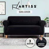 Artiss Sofa Cover Couch Covers 3 Seater Stretch Black